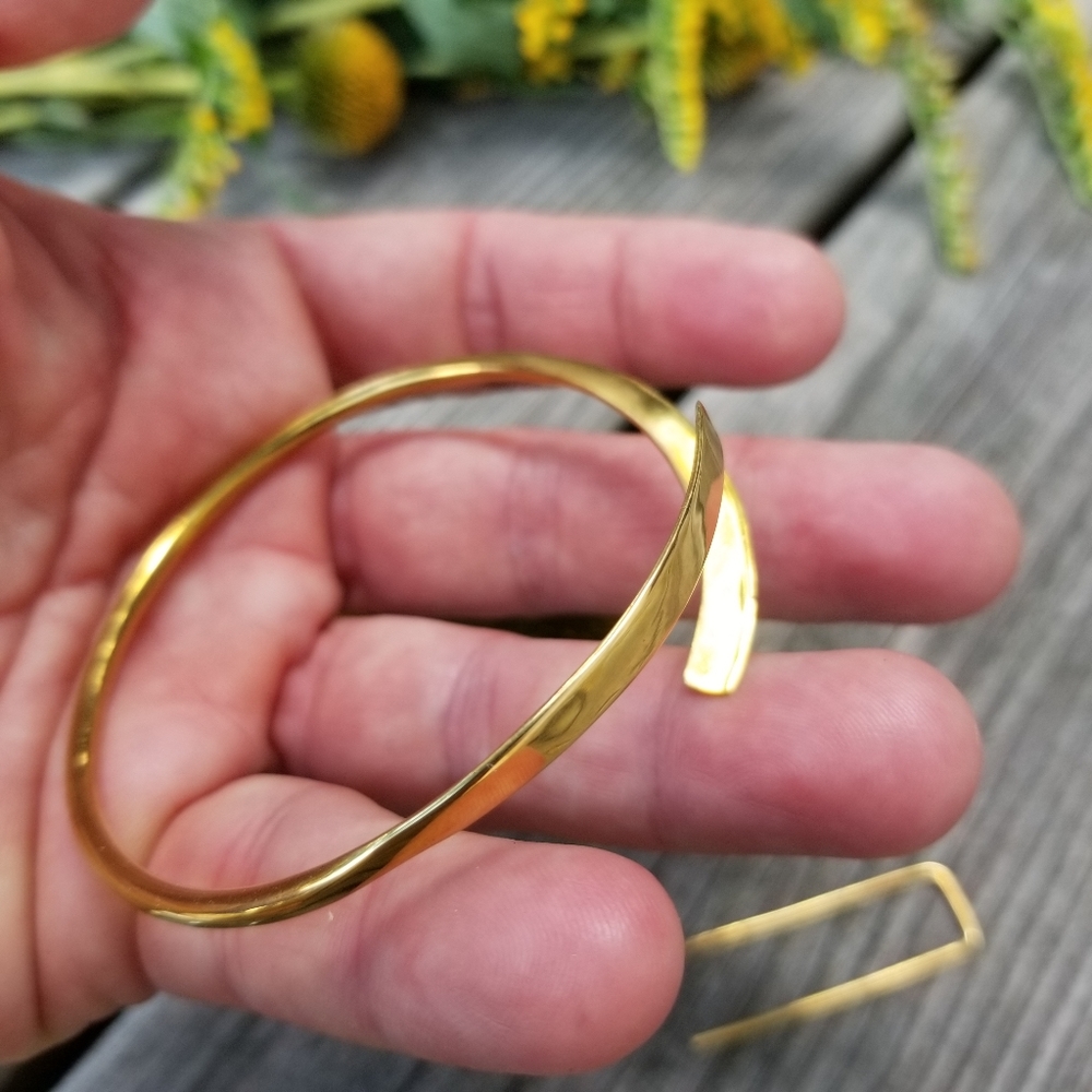 Solid Brass Cuff Bracelet Boho Chic New - image 3